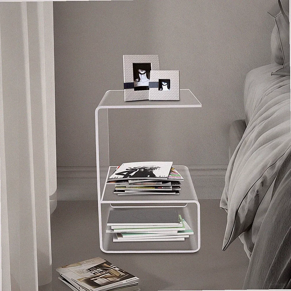 3 Tiers Acrylic End Table For Living Room Free Standing Side Tables No Assembly