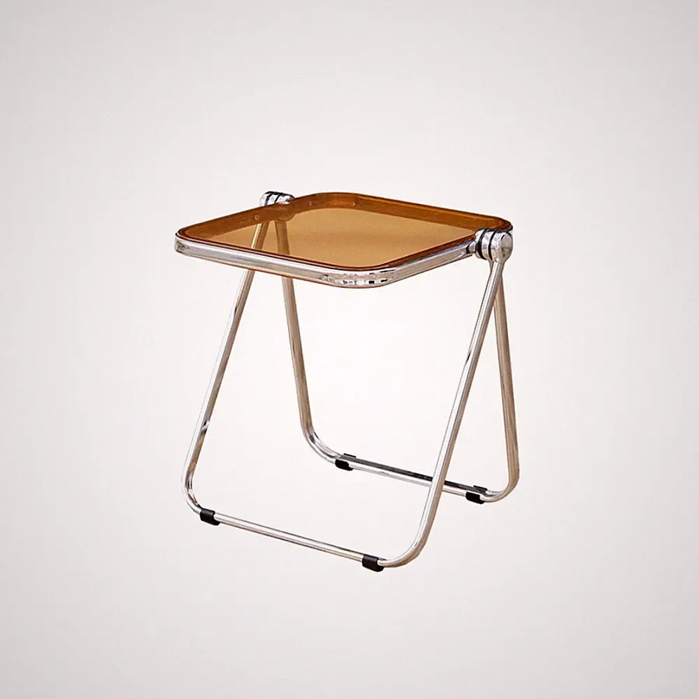 Acrylic Folding End Table, Lightweight Half-Fold Design for Living Room, Bedr...