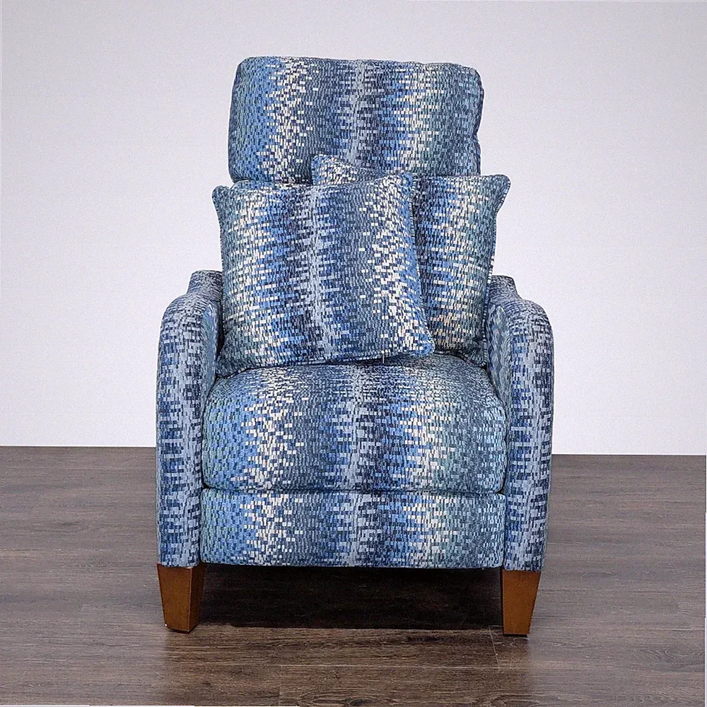 Blue Patterned Recliner Lounge Chair with Cushions