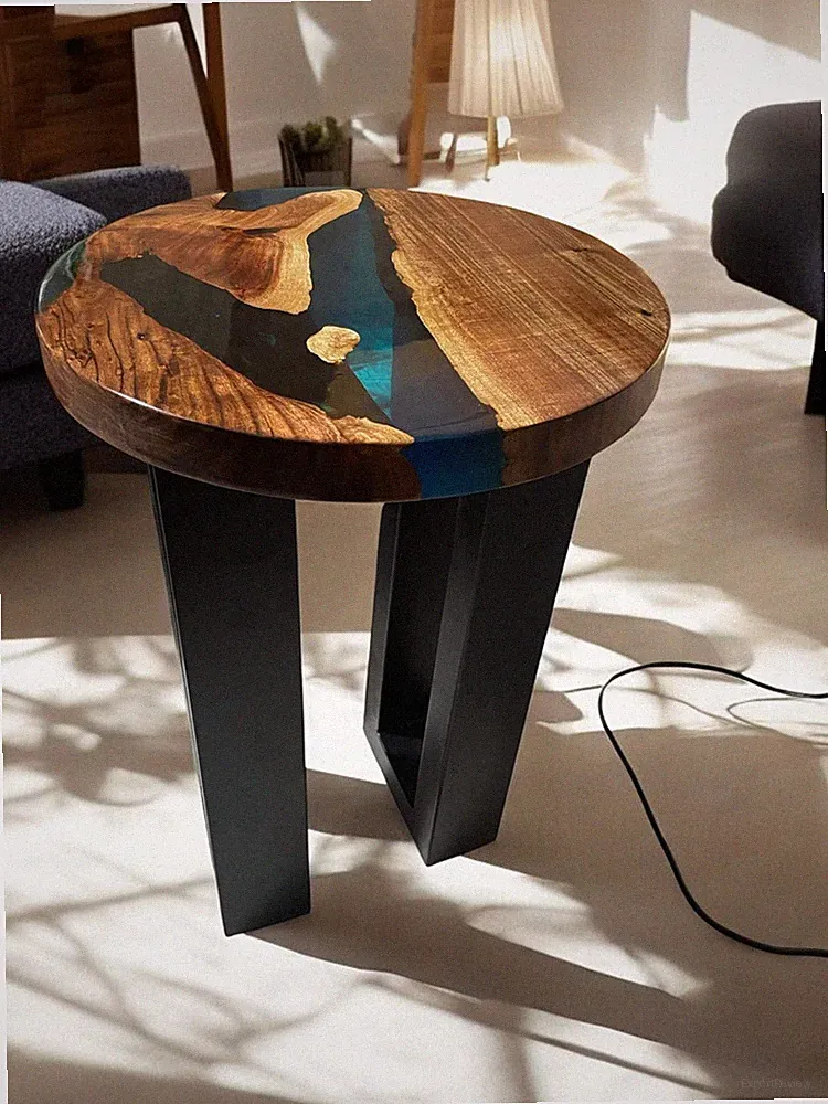 Clear Epoxy Resin Coffee &End Table Modern Handcrafted Furniture for Home Decor