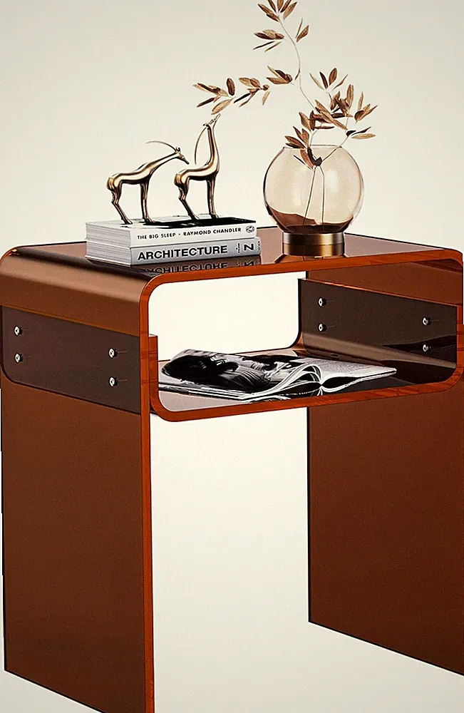 Dark Brown 2-Tier Clear Acrylic End Table for Living Room & Bedroom