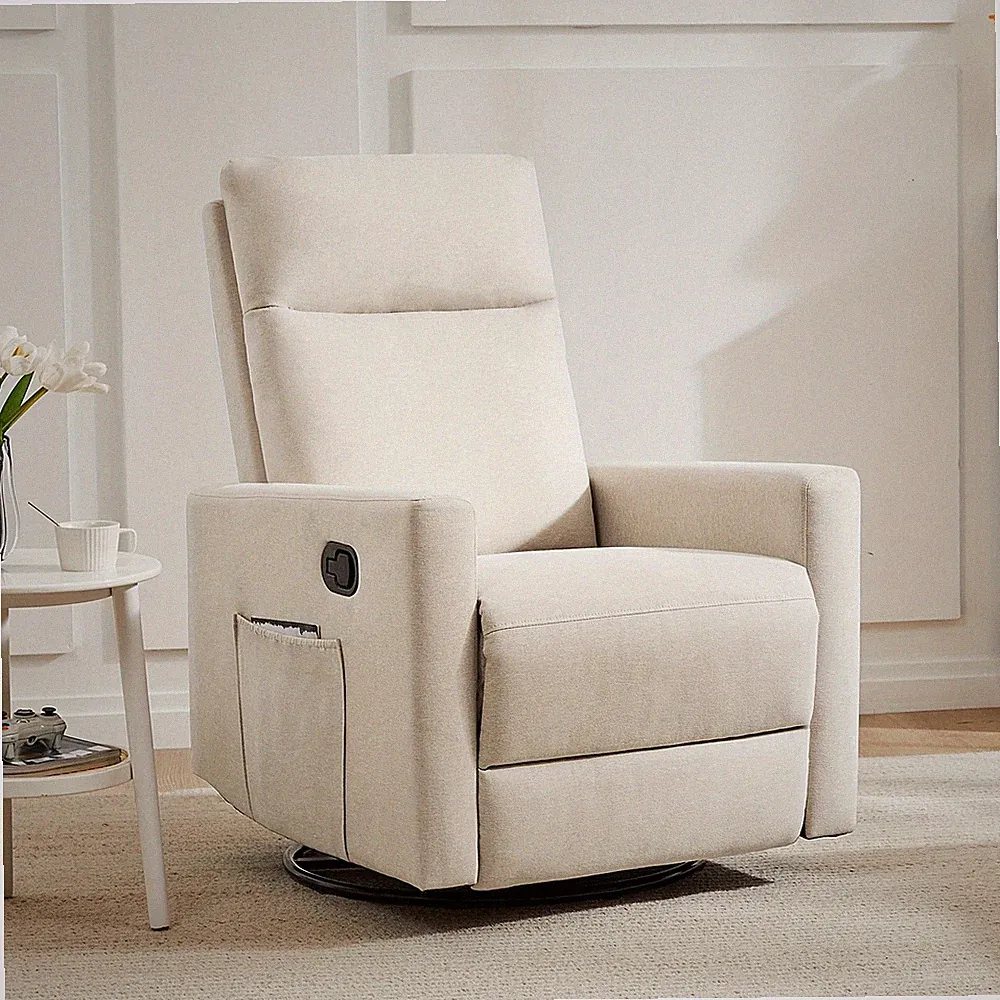 Deep Sea Upholstered Swivel Glider Recliner with Rocking Feature for Living Room