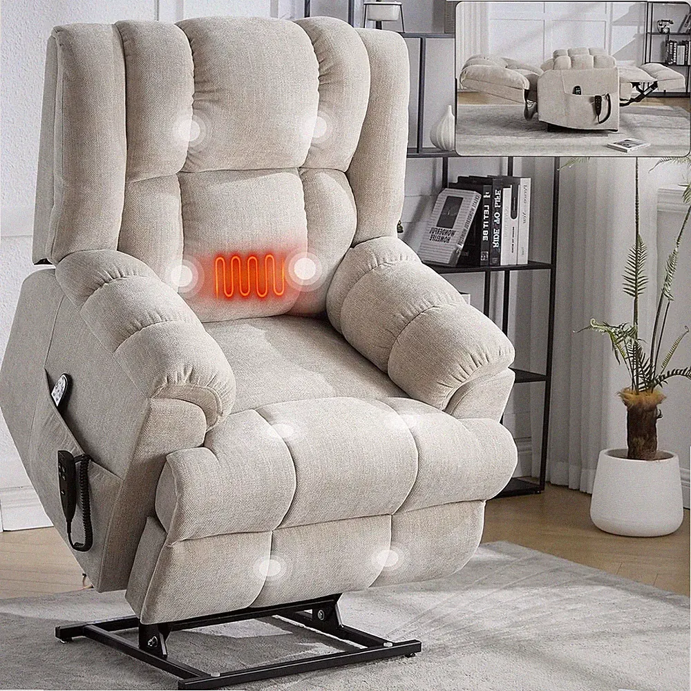 Dual Motor Lift Recliner Chair with Massage, Heat & Remote Control