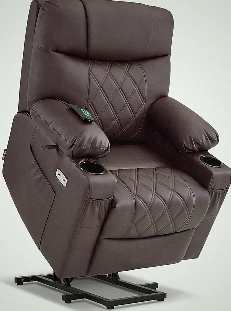 Power Lift Recliner Chair with Massage, Heat & USB Ports - Dark Coffee