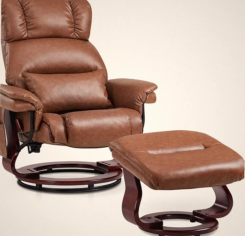 Saddle Swivel Recliner with Ottoman & Vibration Massage for Living Room