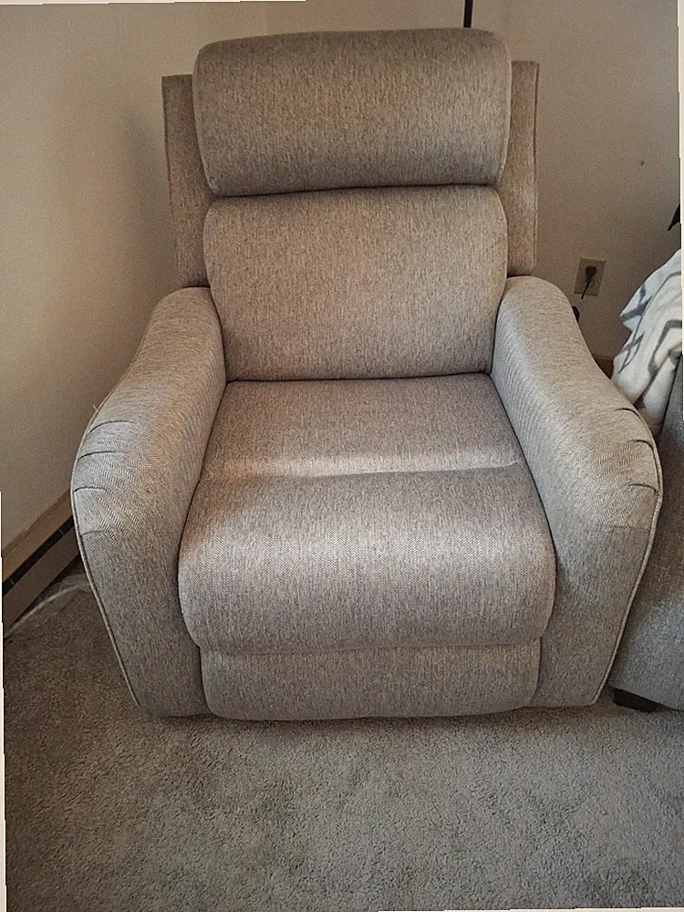 sofa,ottoman, endtable,& recliner gray sofa 2yrs old recliner 1yr