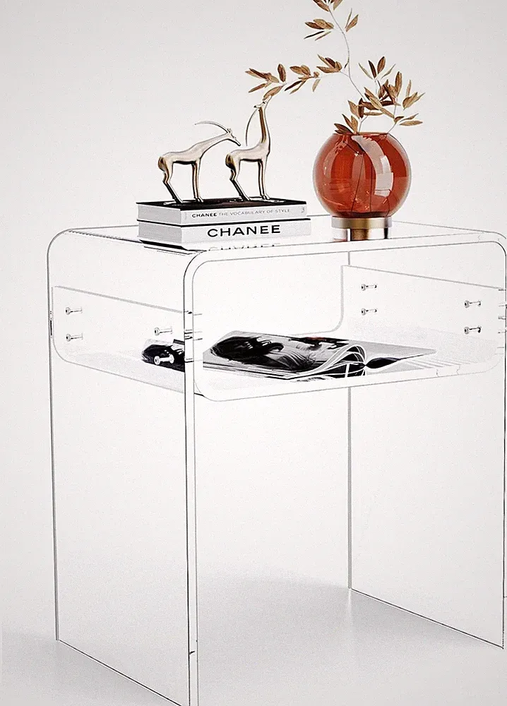 Solaround Clear Acrylic End Table 2-Tier Bedside Nightstand