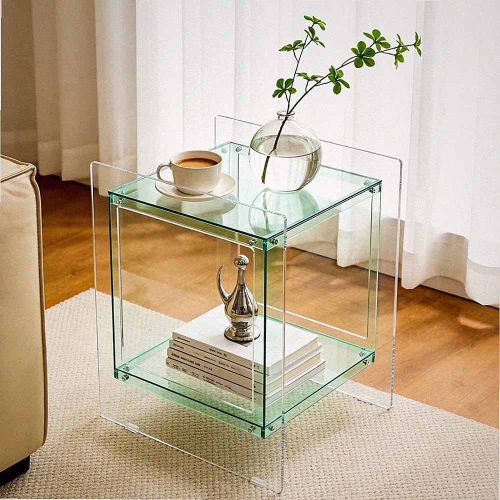 Square Cube Side Table Clear Acrylic End Table Bedside Table Living Room Bedroom